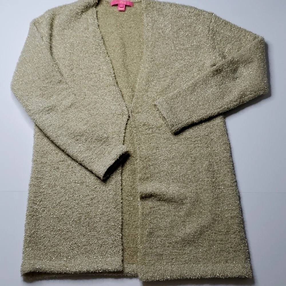 Lilly Pulitzer Gold Lame Cardigan Jacket Sweater S